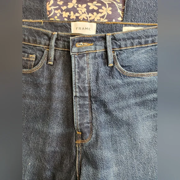 Frame Le Sylvie Slender Straight High Rise Blue Jeans Size 30 - Picture 5 of 12